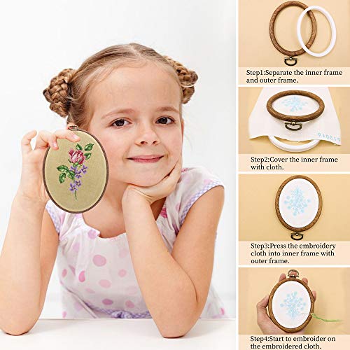 guofa 11'' Oval Embroidery Hoop for Cross Stitch, 2PCS Imitated Wood Pastic Hoops for Arts Hanging Decoration - style: 11.5"L x 8.4"W