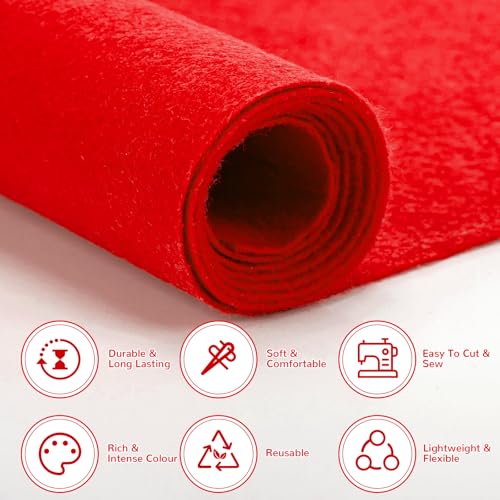 Felt Fabric 36" X 36"(1 Square Yard) (Red) - color: Red, size: 36" X 36"