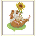 ITSTITCH Stamped Cross Stitch Kits for Beginners Full Range of Cross Stitching Preprinted Pattern for Kids or Adults, Embroidery Needlepoint Starter Kits-Sunflower and Mouse, 15.4x16.5 inch - color: Sunflower and Mouse, 15.4x16.5 inch
