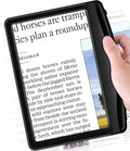 Rechargeable 5X Magnifying Glass for Reading, Large Bright Full Page Magnifier with Light, Handheld LED Dimmable Lighted, Lightweight Book Magnifier for Reading Small Prints Seniors Low Vision - color: Black