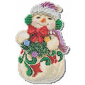 Mill Hill Snowman with Earmuffs Counted Cross Stitch Ornament Kit 2024 Jim Shore Collection JS202412, 3 x 5 inches, Multi