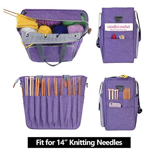 LUXJA Large Knitting Bag with Shoulder Straps, Purple - color: Purple, size: Large