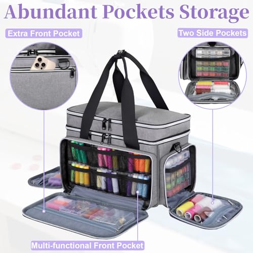 Anitor Sewing Supplies Organizer, Double Layer Sewing Storage Organizer - color: Grey, size: Medium