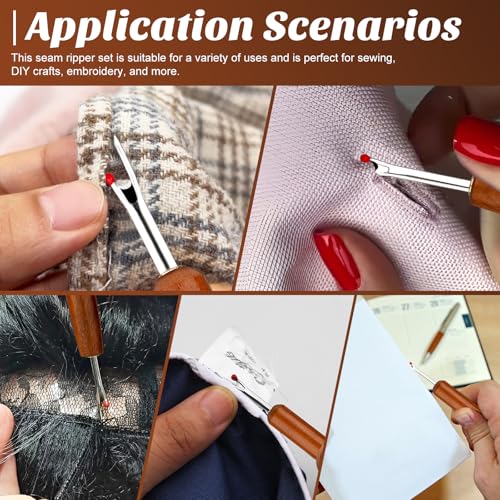 ZMAAGG Seam Rippers for Sewing, Hangable Wooden Handle, 2 PCS - color: Hanging Handle