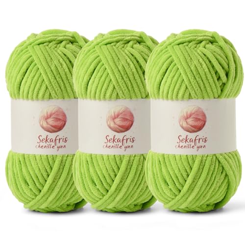 Chenille Yarn for Crocheting Size 5 Bulky Yarn 3 Lime Green - color: 3 Lime Green