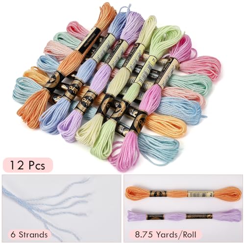 12 Skeins 105 Yards Macaroon Embroidery Floss String for Jewelry - color: Pastel Color