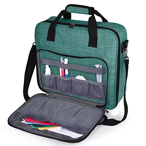 BAGLHER Cross Stitch & Embroidery Organizer Bag - Large Portable Project Storage with 3 Compartments, Travel Friendly Carrying Case for 11.2" Hoops, Threads, Supplies (Green) - color: green