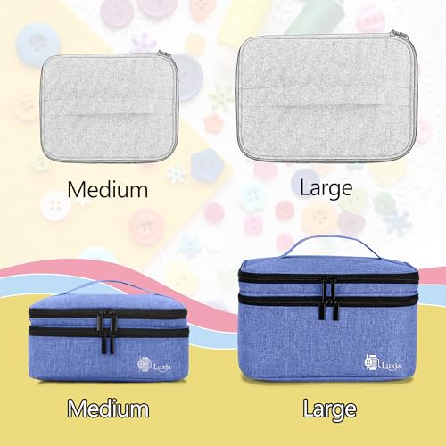 Luxja Double-Layer Large Sewing Organizer, Dark Blue - color: Dark Blue, size: Large