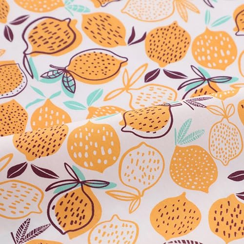 Lemon Fish Cat Print Cotton Fabric Fat Quarter Bundles - Soft Quilting Fabric Material for Sewing, Crafts, Pet, Bags, Upholstery, and Doll Clothes, 6 pcs 15.7" x 19.7" Pre Cut - color: Cartoon