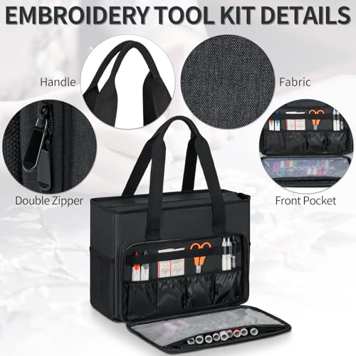 GMAK Embroidery Storage Bag, Embroidery Project Storage Carrying Tote Bag - color: Black