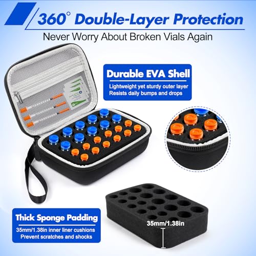 Peptide Case for Fridge, 22 Vial Case for Diabetic Insulin Storage Cases