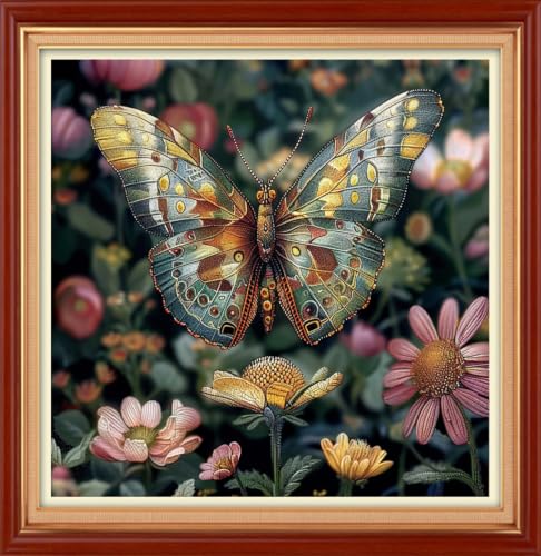 Findvoor Counted Cross Stitch Kits for Adults Full Range of Cross Stitching Embroidery Unprinted Pattern for Beginners, 11CT Needlepoint Cross-Stitch Patterns Embroidery Kits-Flowers 18×18 inch - color: ColourSet15