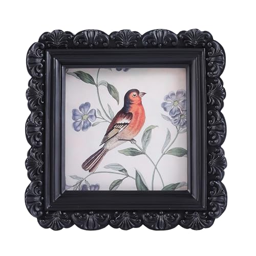 Vintage Picture Frames 3x3 Square Black Antique Picture Frames with Glass Front Handcrafted Rustic Home Decor for Wall Mount and Tabletop Gallery Wall Art - color: Black, size: 3x3 Square