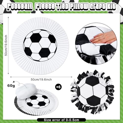 Weysat 6 Sets Soccer Fleece Tied Pillow Craft Kit DIY No Sew Soccer Pillow Gifts with PP Cotton for World 2026 Sports Theme Party Game Day Room Decor World Fans Gifts - style: Soccer Ball