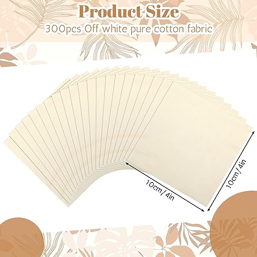 Mixweer 300 Pcs 4 x 4 Inches Cotton Fabric Squares Precut Quilting Fabric Bundles Solid Colors Quilt Material for DIY Craft Sewing Embroidery(Beige) - color: Beige