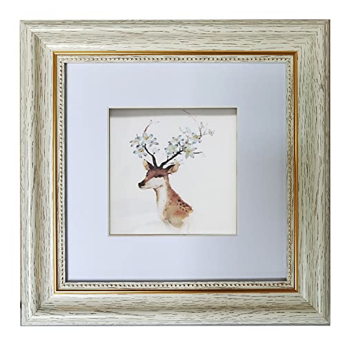 7x7 Picture Frame White with 4x4 Mat.(Cream Color) 4x4 Square Photo Frame without Mat Desktop Display Mount on the wall. Front opening 6.8x6.8. Plastic Panel (not Glass), Plastic Packaging (not - color: White, size: 7x7