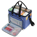 Teamoy Knitting Bag, Yarn Storage Organizer Crochet Bag Tote, Dark Blue - color: Dark Blue