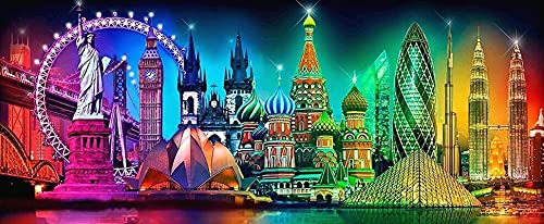 JATOK Diamond Painting Kit for Adults, World Landmarks, 35.5 x 15.7 in - color: Turquoise