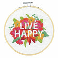 Dimensions 72-76107 Live Happy Needlepoint Embroidery Kit with 6" Bamboo Hoop - color: Live Happy