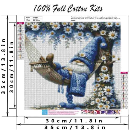 DYAIANGMU Gnome Stamped Cross Stitch Kit for Adults 13.7x13.7 inches - color: red-66