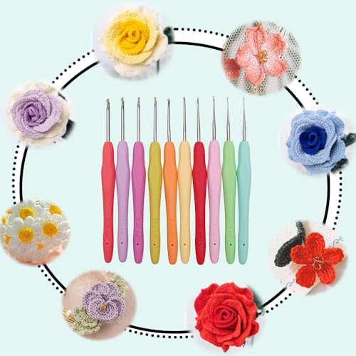 Yarniss 10Size Small Crochet Hooks, Ergonomic Crochet for Thread 0.5~2.75mm - size: 10 Size(0.5~2.75mm)