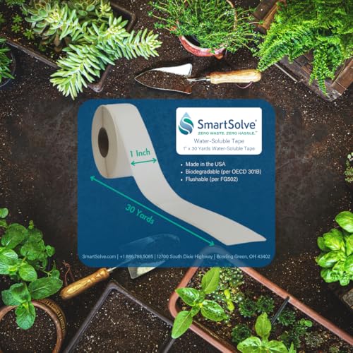 Water-Soluble Tape | 1” x 30 Yards | Dissolves Quickly in Water | Self Adhesive | Mask for Hydrographics & Double Dipping | Crafts & Labels | Biodegradable | Eco-Friendly - size: 1-Inch x 30yd