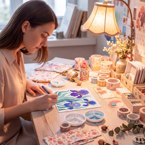 Trandraft Holiday Small Diamond Art Kits for Adult, 13 Pcs, Flower - style: Flower