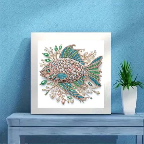 ZQEATRY Fish Animal Special Shape Diamond Art Kits for Adults,5D Diamond Painting Kits for Beginner,DIY Diamond Gem Art Crystal Rhinestones Dots Painting Kits for Home Wall Decor 11.8 X 11.8inch - color: XJ103