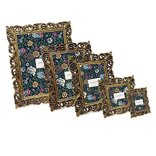 Laura Ashley 2x3 Gold Vintage Inspired Resin Scroll Design Picture Frame - color: Gold, size: 2x3