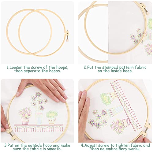 Mozzyyee 4pcs Cat Embroidery Kits for Beginners, DIY Adult Beginner Embroidery Sets with Instructions, 2 Plastic Embroidery Hoops,Scissor, Threads and Needles (Black Cats) - color: Black Cats