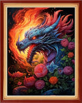 Funchey Stamped Cross Stitch Kits, DIY Cross Stitch Pattern for Adults Beginners Needlepoint Kits Embroidery Kit Arts and Crafts 11CT-Magic Dragon Flower 16x20 inch - color: Handicraft patterns17