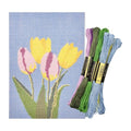 Howie's Needlepoint Flower Needlepoint Kits, 18CT Printed Embroidery Pattern Starter Kits, Stamped Patterns Canvas Kits(Tulips,5x7inch) - color: Tulips