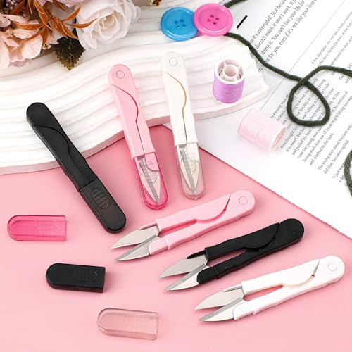 Mudder 24 Pcs U Shape Sewing Scissors with Protective Safety Cover - style: Lovely