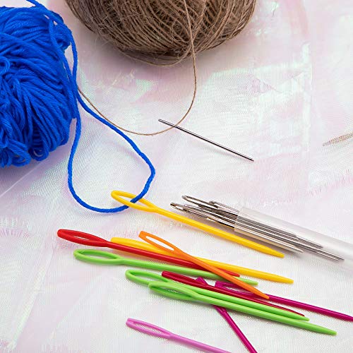 AIEX 30Pcs Plastic Sewing Needles and 9Pcs Large Eye Blunt Needles, Colorful Safety Yarn Lacing Weaving Sewing Needles for Kids Craft Needle Projects