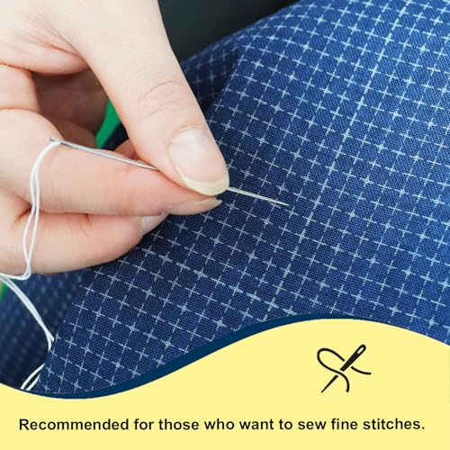 MISUYA CHUBE Sashiko Needles Set of 5, Japanese Embroidery Hand Sewing Needles, Large Eye, Durable Steel, Smooth Stitching, Made in Japan (2.62 Inches) - size: 2.62 Inches