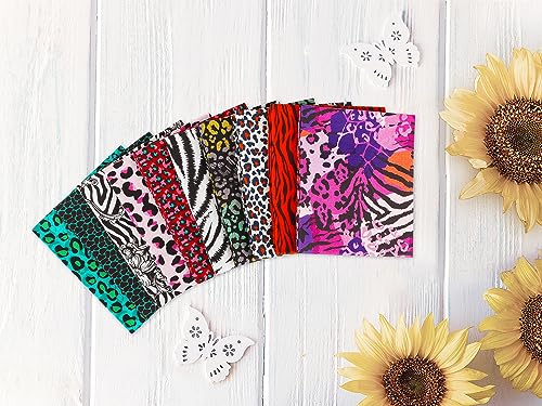 Craftido -25 Options- 100% Cotton Quilting Fabric Bundles 10pcs Fat Quarters 18”x21”-Medium Weight 5.2 oz- Soft Cotton for Quilting, Sewing Project, Patchwork, DIY Crafts – Fancy Animal - color: Fancy Animal