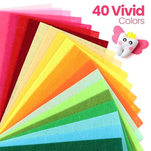 Reginary 120 Pcs 6 x 6 Inch Felt Sheets Bulk for Craft 40 Assorted Color - color: Classic, size: 6 x 6 Inch