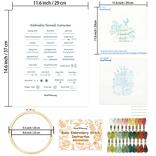 HAND U JOURNEY Embroidery Stitch Kit, 28 Stitches, 2 Plant & Home Themes - color: Basic kit-01