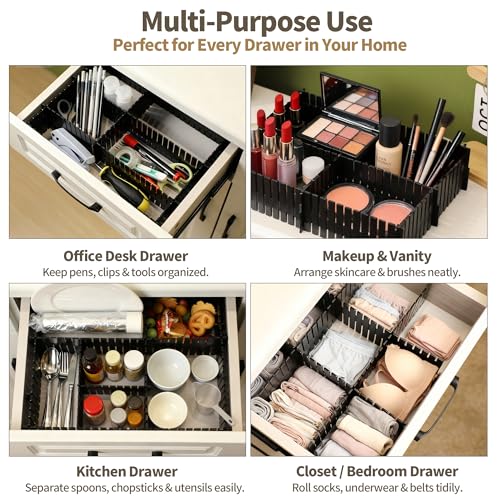Adjustable Drawer Dividers, Cut-to-Fit DIY Organizers, Black 32 Pack - color: Black 32pcs