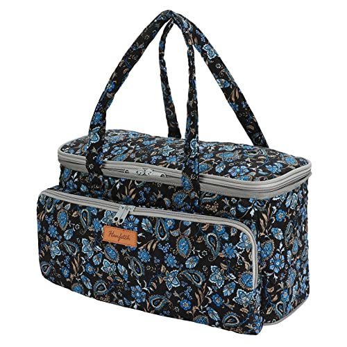 Yarn Bag-Large Size-Yarn Storage Organizer with Grommets-Portable Crochet Bag for Yarn Skeins-Crochet Hooks-Knitting Needles -Other Accessories (Paisley-Purple) - color: Paisley-Purple