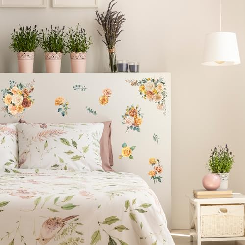 Joeyan Floral Bouquet Rub On Transfers for Furniture and Crafts,12''x18'' - style: Sunset Roses