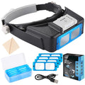 Magnifying Glasses with Light for Close Work, 1.5X-3.5X Headband Magnifier - color: Grey and Black