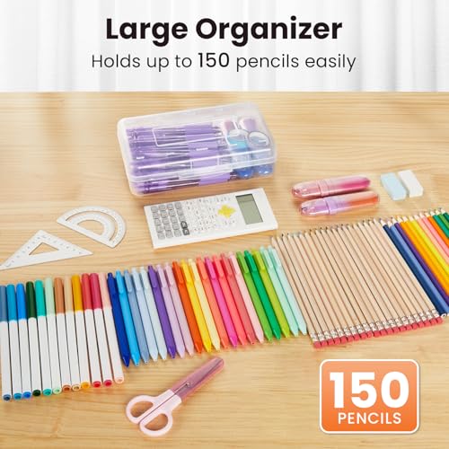 Sooez 6 Pack Pencil Box, Hard Pencil Boxes for School Supplies Bulk - color: Dark Gray