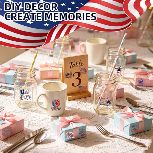 ZMRU 24 Sheets Vintage America 250 Rub On Transfers for Crafts, Rub On Transfers for Wood，Furniture Decals, Glass, Porcelain, Leather, Canvas, Fabric Projects,3 * 3inch(4Th of July) - color: 4Th Of July