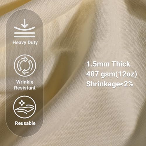12oz Heavy Duty Cotton Canvas Fabric, Thickend Cotton Duck Cloth, 1 Yard - color: Beige, size: 1 Yard Pre-cut