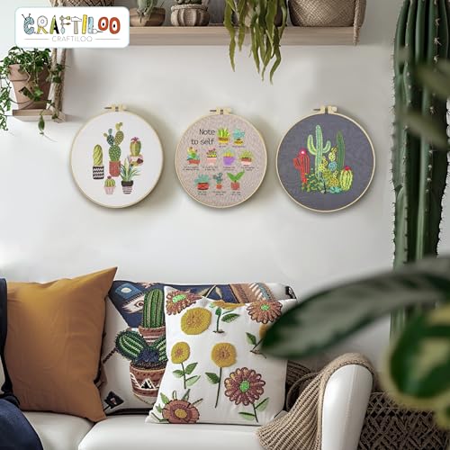 Cactus Embroidery Kits for Adults - Stamped Beginner Hand Embroidery - color: Note To Self