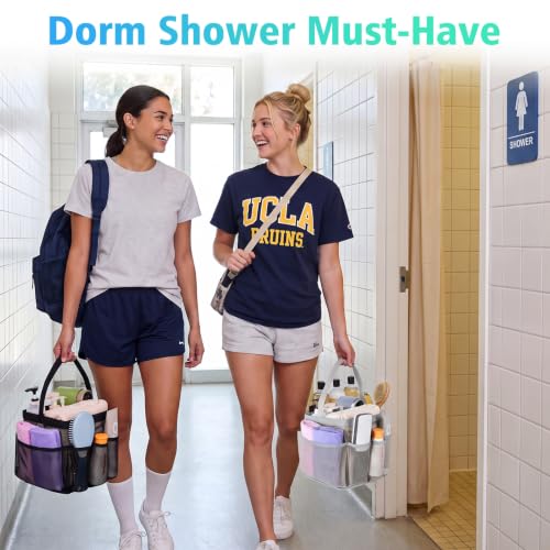 EUDELE 2 Pack Mesh Shower Caddy Portable for College Dorm Room Essentials, Shower Caddy Dorm with 9-Pocket Large Capacity,Shower Bag for Beach,Swimming,Gym All Black+All Grey - color: All Black+All Grey