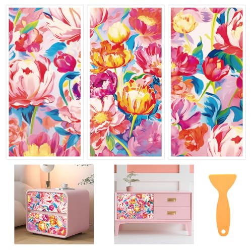 3 Sheets Abstract Flower Rub on Transfers for Crafts and Furniture 12×6inch Vintage Floral Furniture Transfer Stickers for Wood Cabinet Dressers Home Decor - style: Abstract Flower