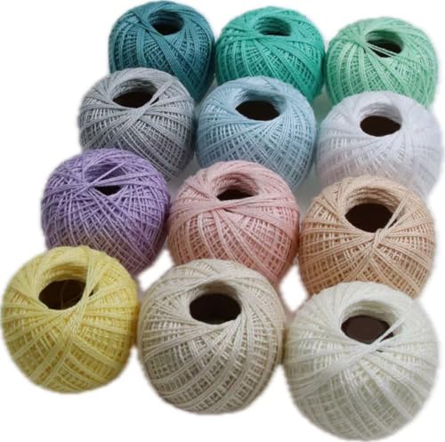KCS Mercerized Pearl Cotton Thread Size 8 Crochet Needlework Embroidery Threads Ball (12, 12balls18) - color: 12balls18