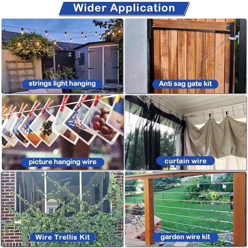 TooTaci Wire Trellis Kit, 50ft 1/16" Vinyl Coated Stainless Steel Wire Rope - style: 15M/2mm Stainless Steel Cable